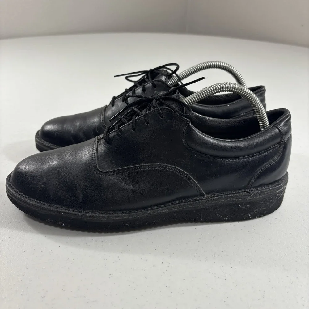 VTG L.L. Bean G2 Men's Black Leather Slip Resistant Work Loafer Shoes Sz 9 D